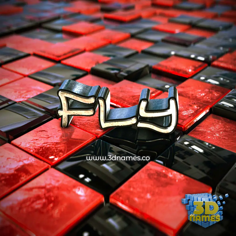 fly in Red Checkered style - 3D name wallpaper