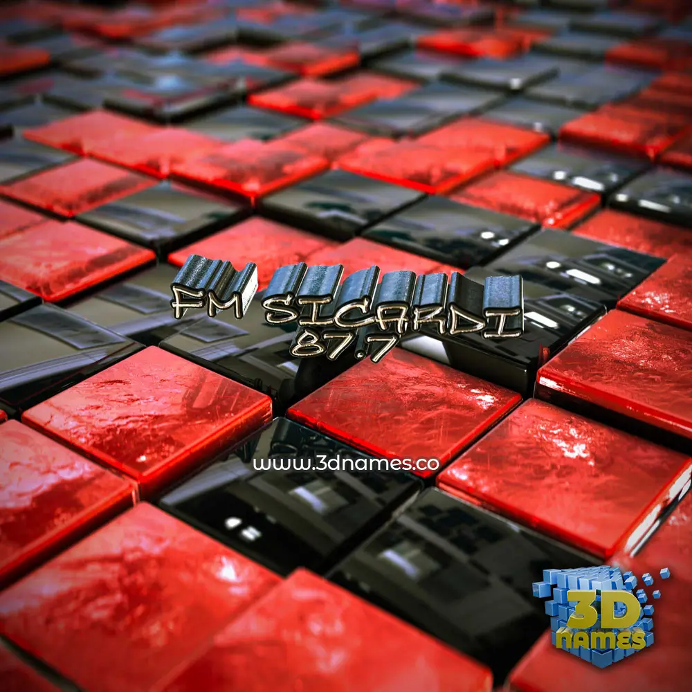 fm sicardi 87.7 in Red Checkered style - 3D name wallpaper