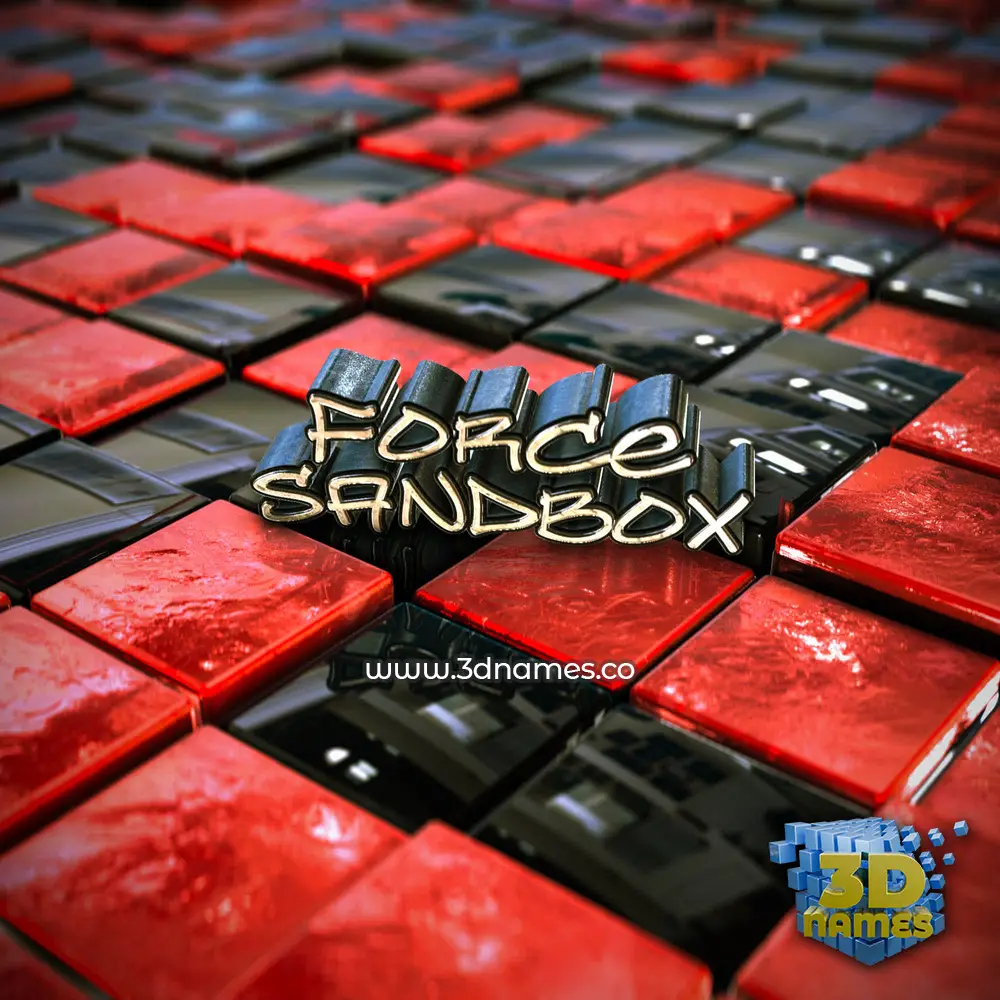 force sandbox in Red Checkered style - 3D name wallpaper