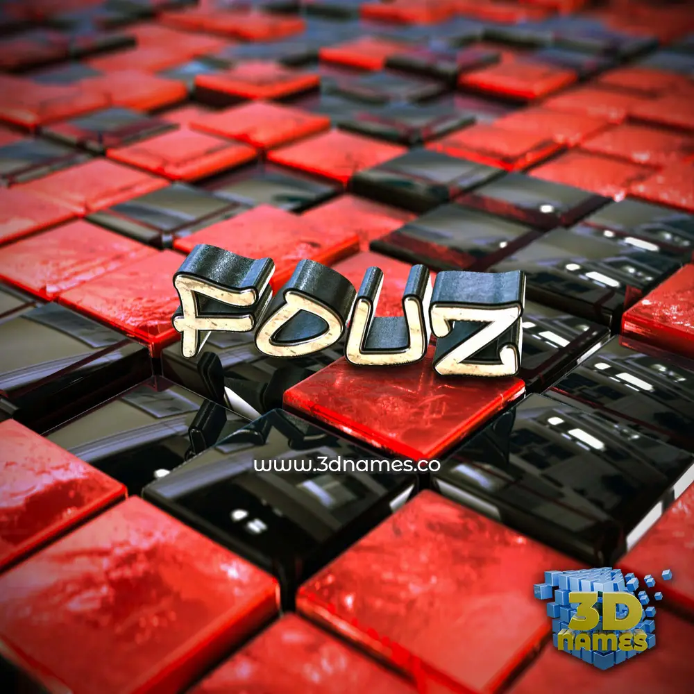 fouz in Red Checkered style - 3D name wallpaper