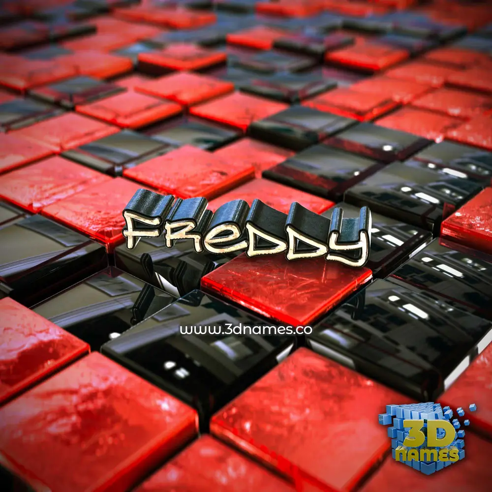 freddy in Red Checkered style - 3D name wallpaper
