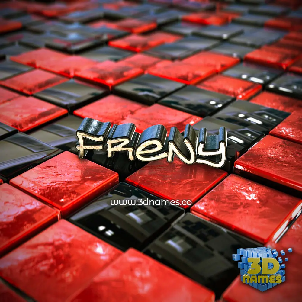 freny in Red Checkered style - 3D name wallpaper