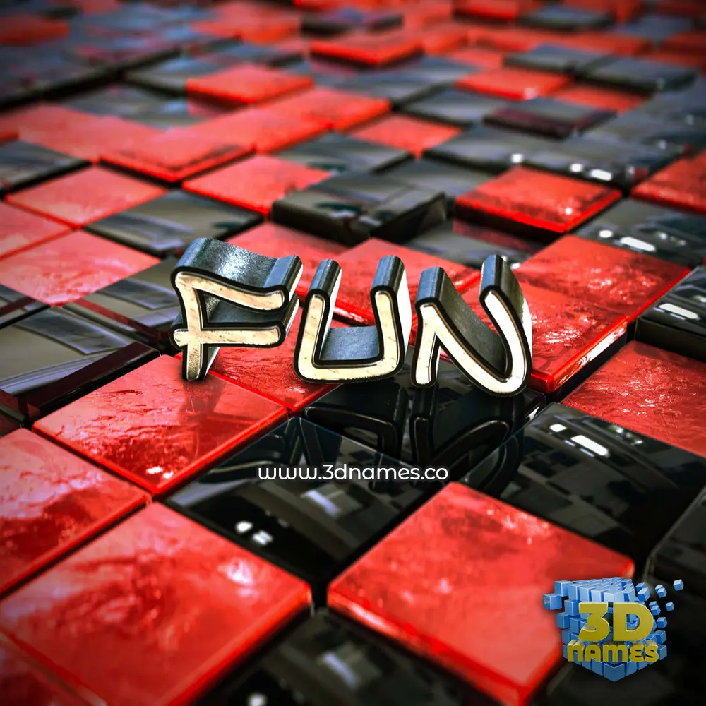 fun in Red Checkered style - 3D name wallpaper