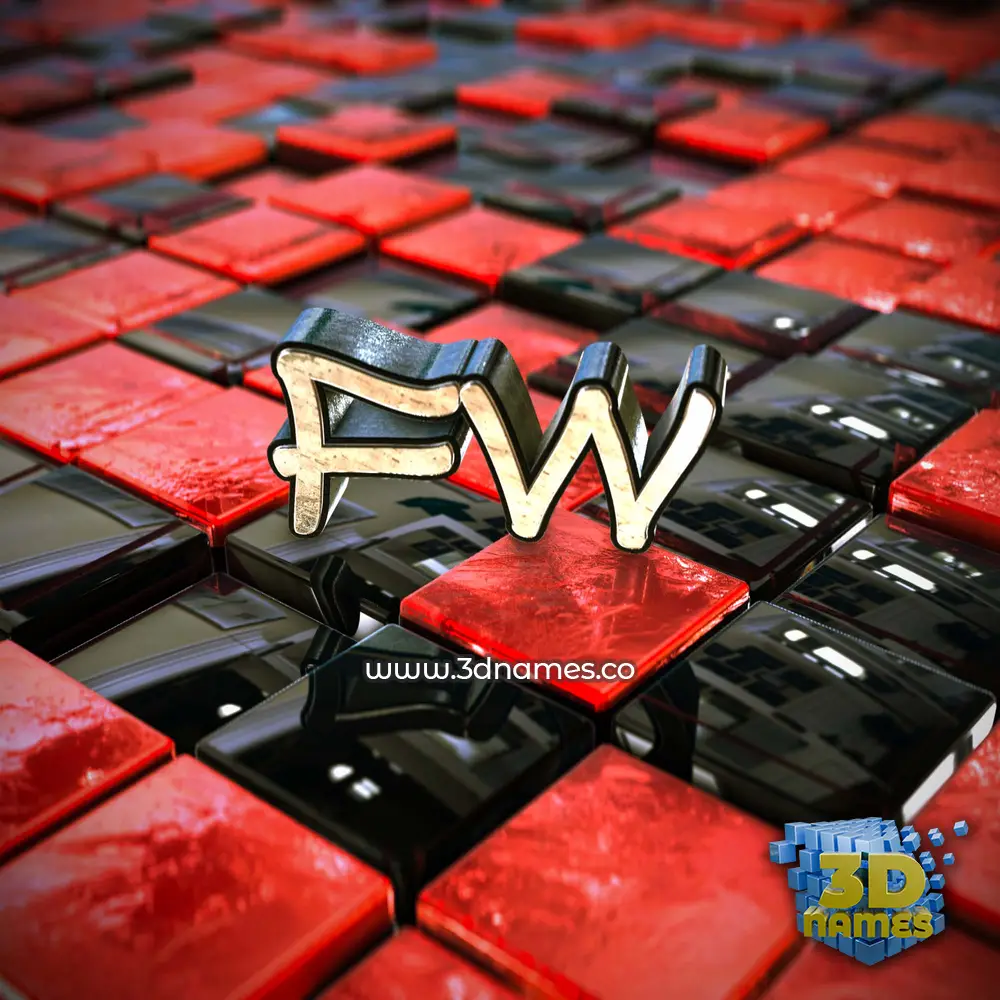 fw in Red Checkered style - 3D name wallpaper