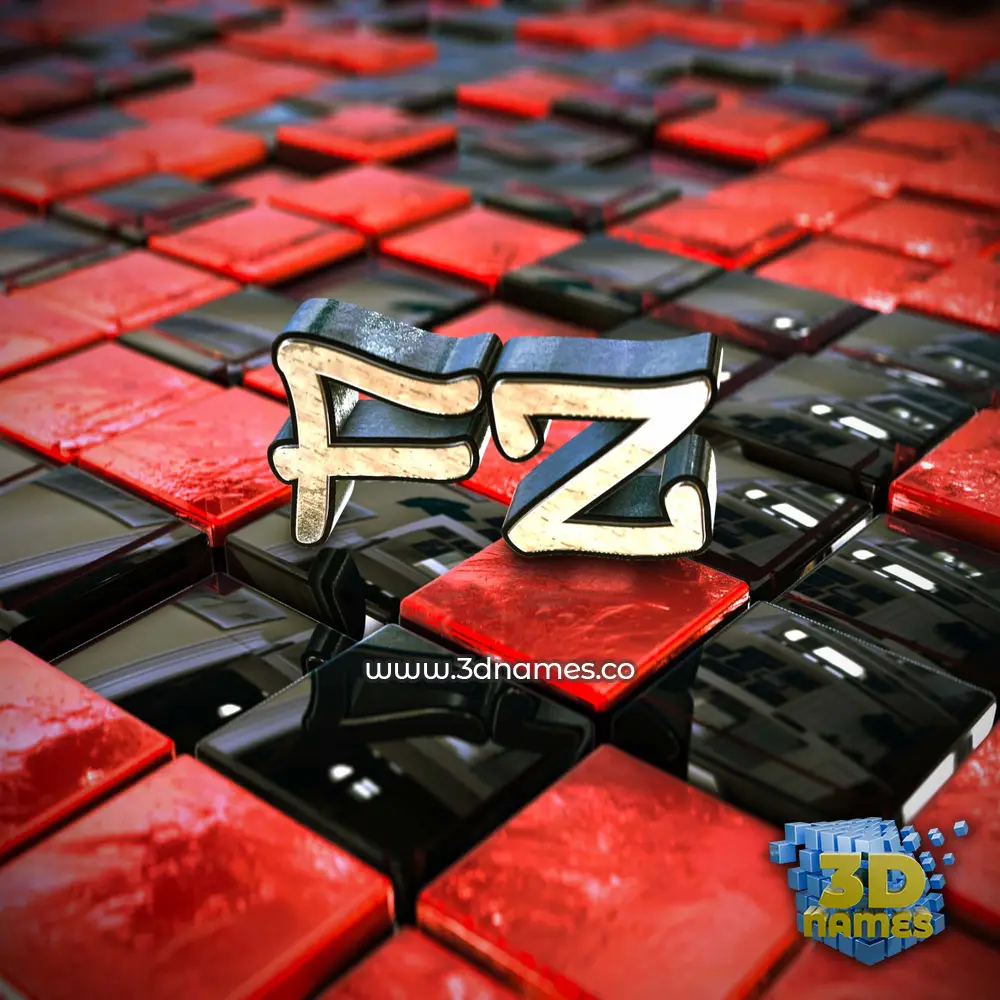 fz in Red Checkered style - 3D name wallpaper