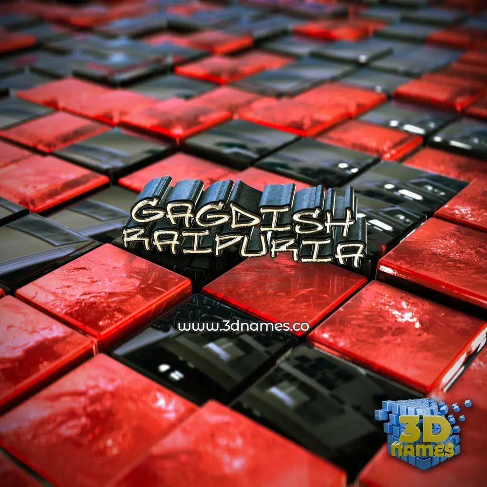 gagdish raipuria in Red Checkered style - 3D name wallpaper