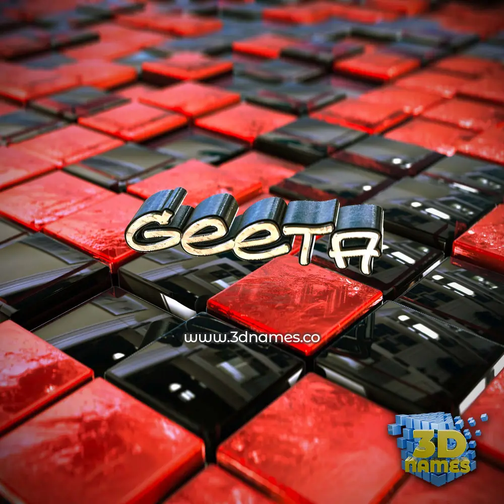 geeta in Red Checkered style - 3D name wallpaper