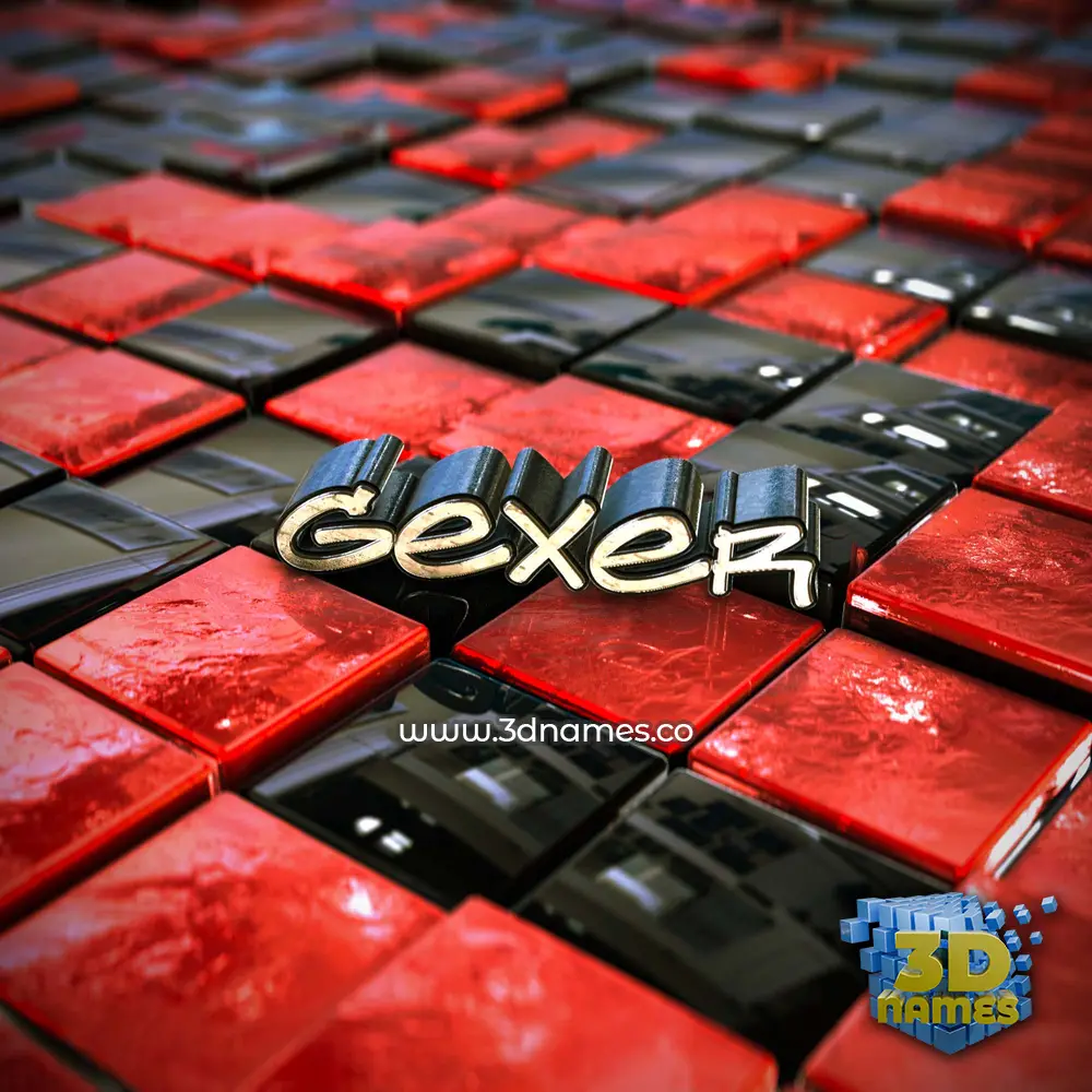 gexer in Red Checkered style - 3D name wallpaper