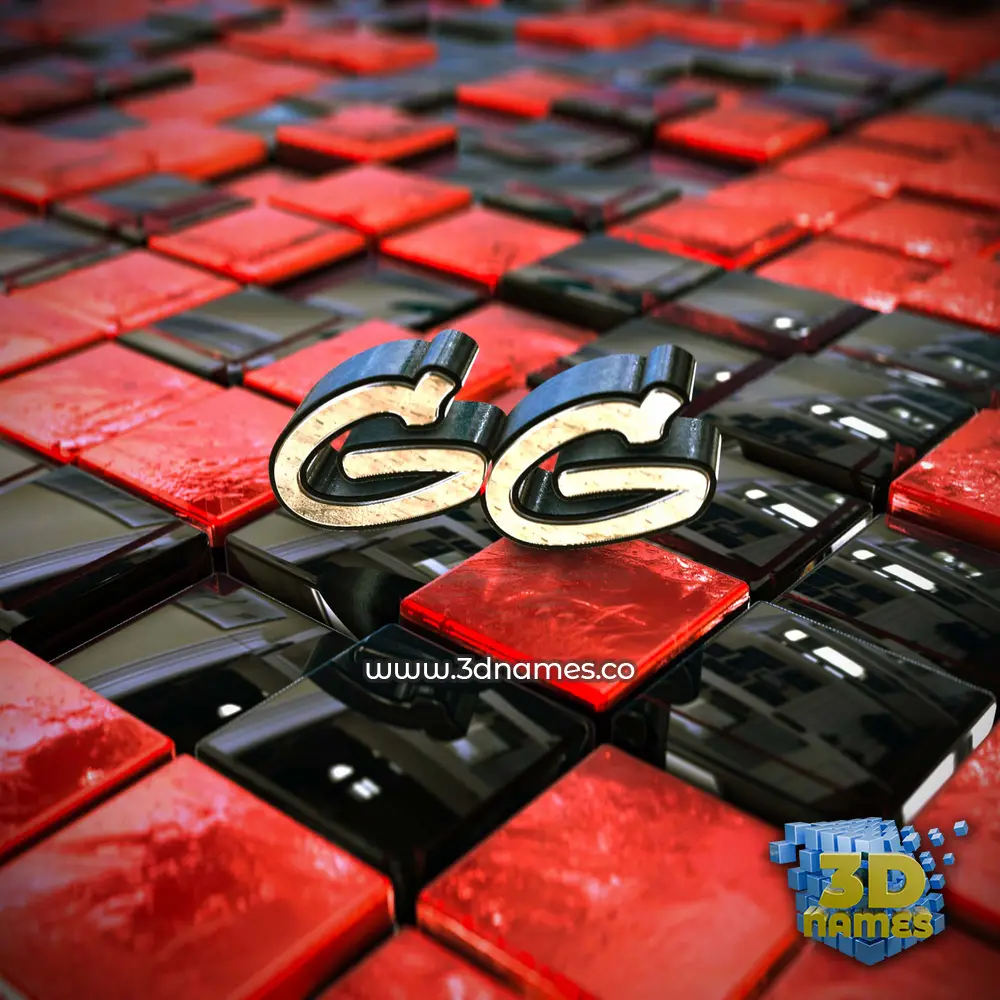 gg in Red Checkered style - 3D name wallpaper