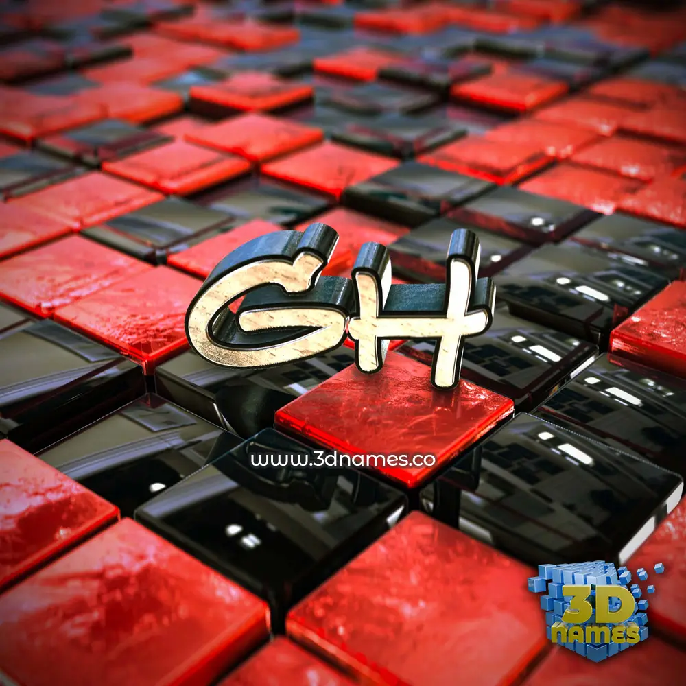 gh in Red Checkered style - 3D name wallpaper