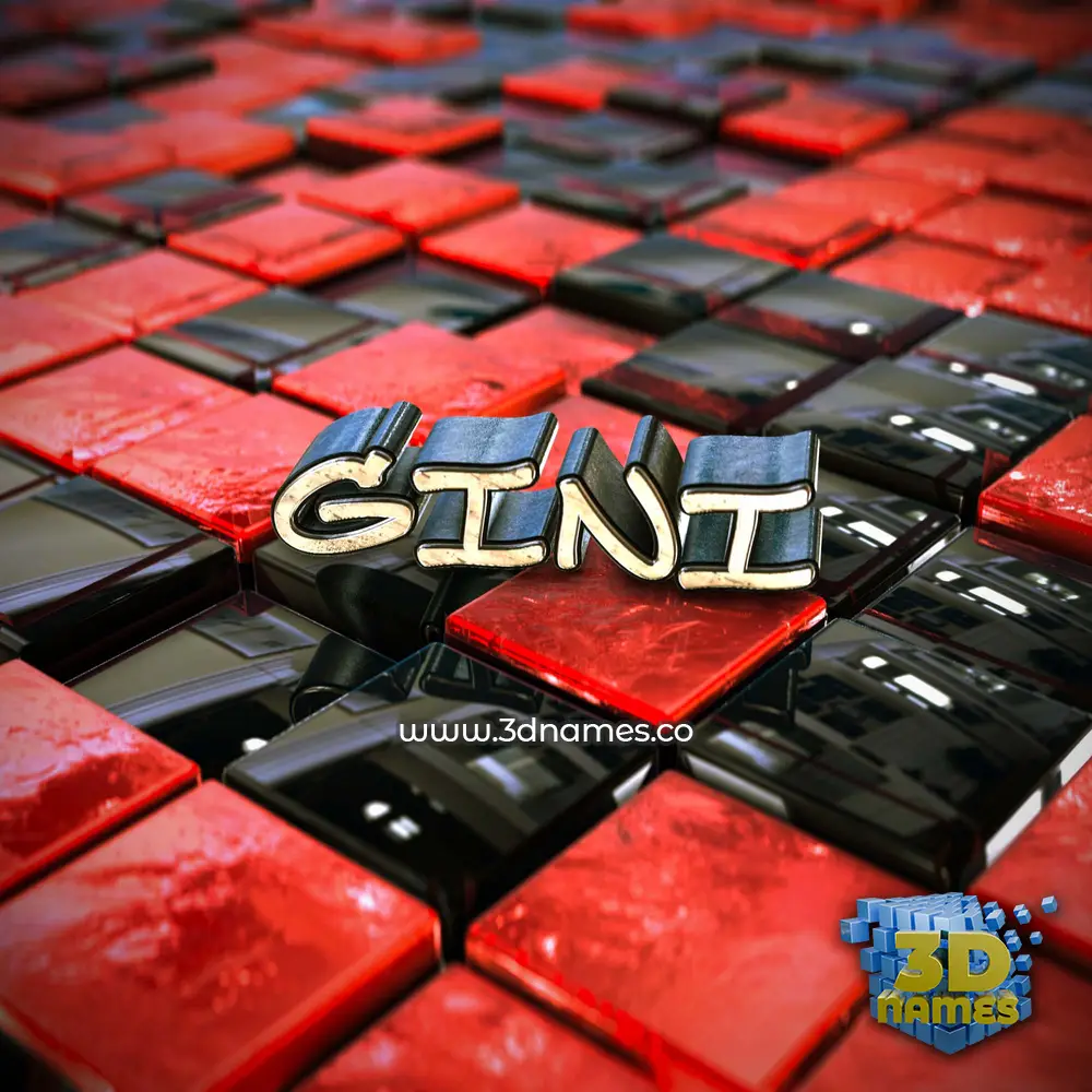 gini in Red Checkered style - 3D name wallpaper