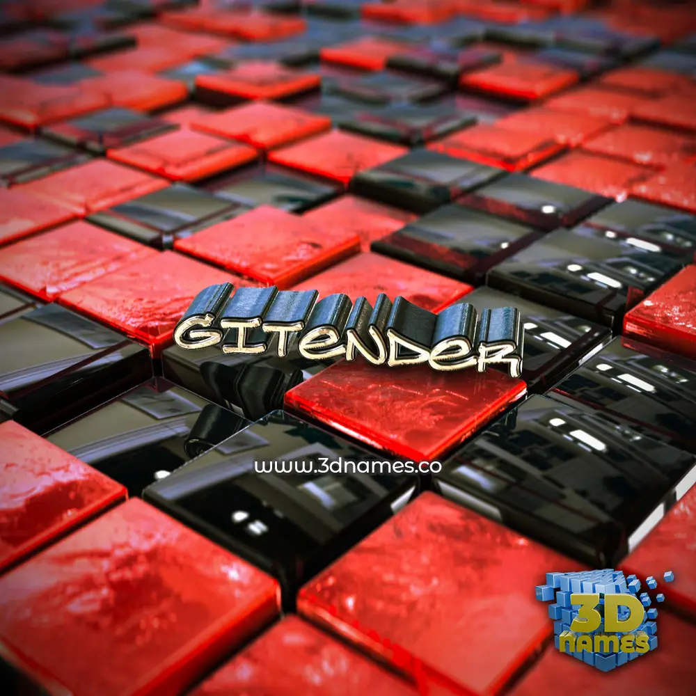 gitender in Red Checkered style - 3D name wallpaper