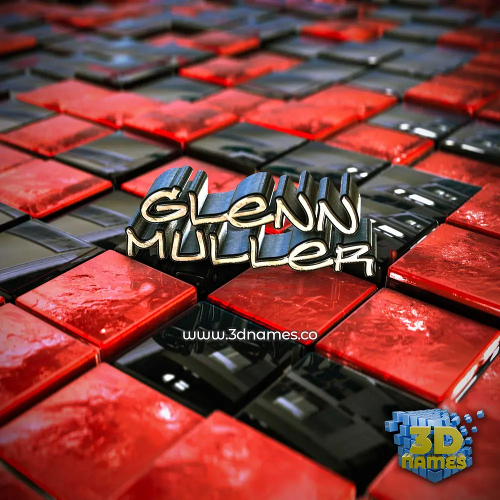 glenn muller in Red Checkered style - 3D name wallpaper