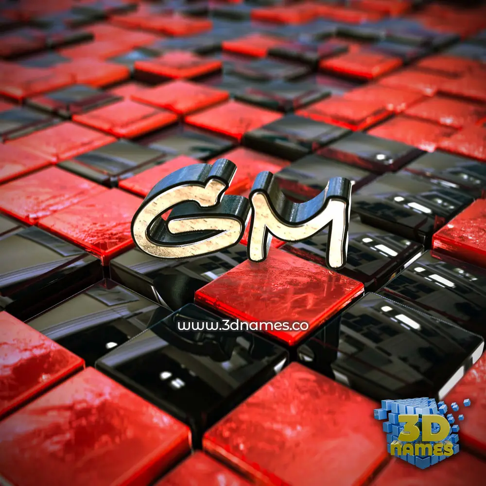 gm in Red Checkered style - 3D name wallpaper