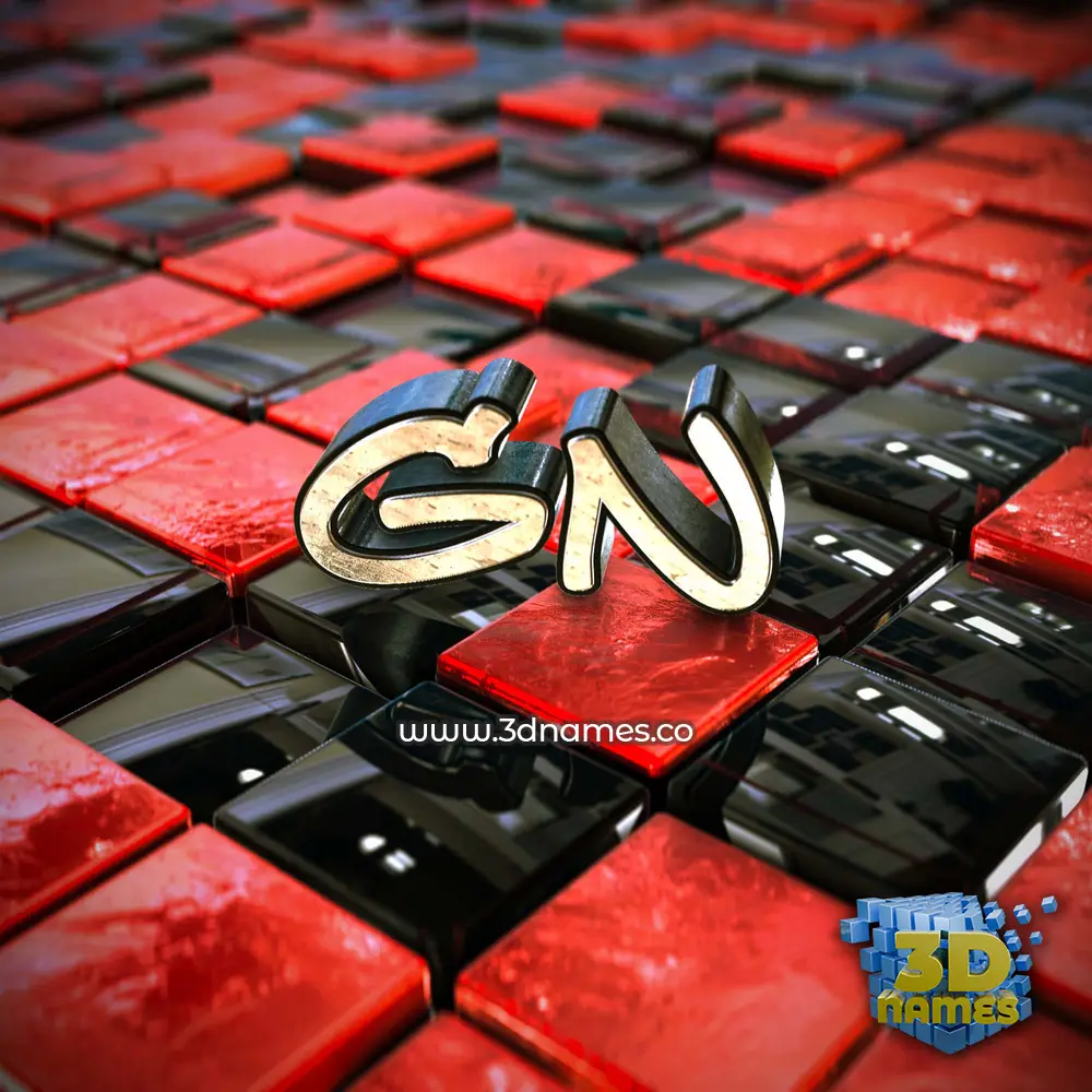 gn in Red Checkered style - 3D name wallpaper