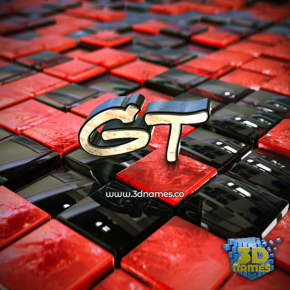 gt in Red Checkered style - 3D name wallpaper