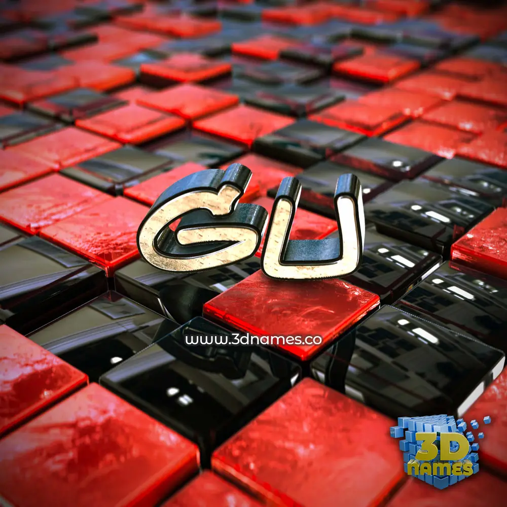 gu in Red Checkered style - 3D name wallpaper