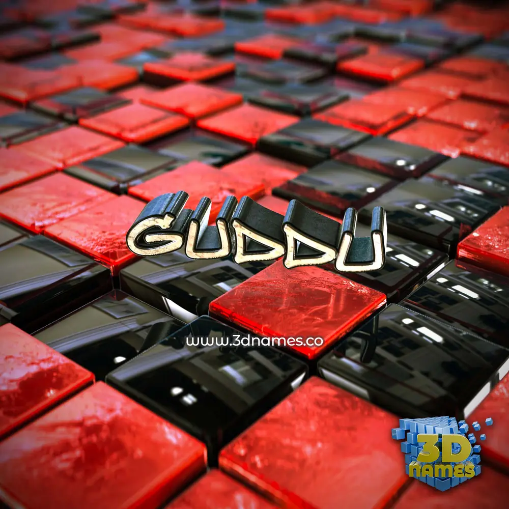 guddu in Red Checkered style - 3D name wallpaper