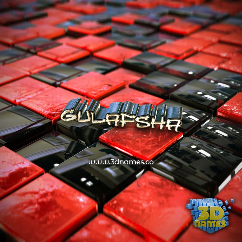 gulafsha in Red Checkered style - 3D name wallpaper