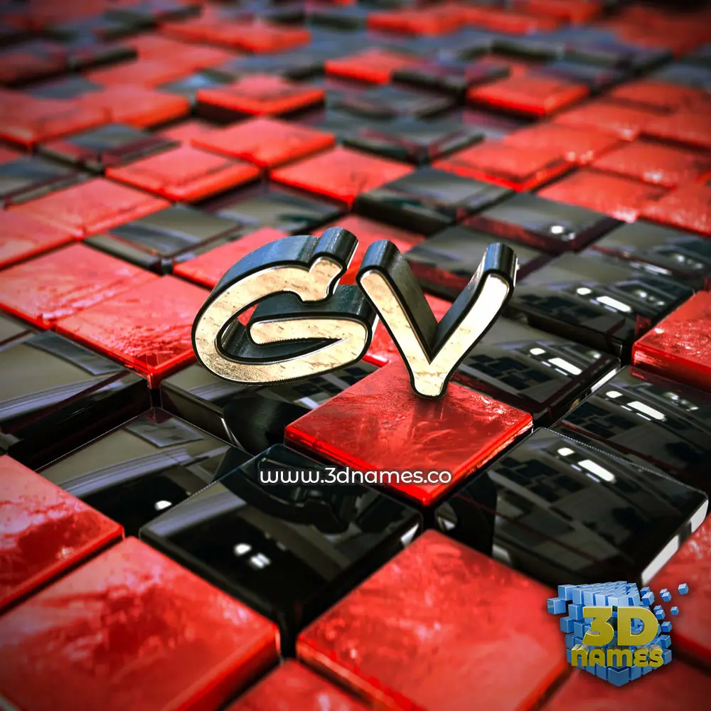 gv in Red Checkered style - 3D name wallpaper