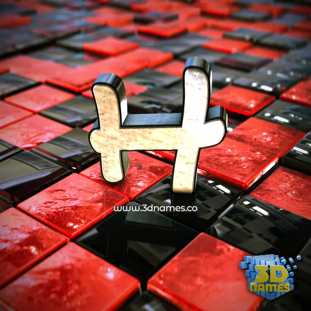 h in Red Checkered style - 3D name wallpaper
