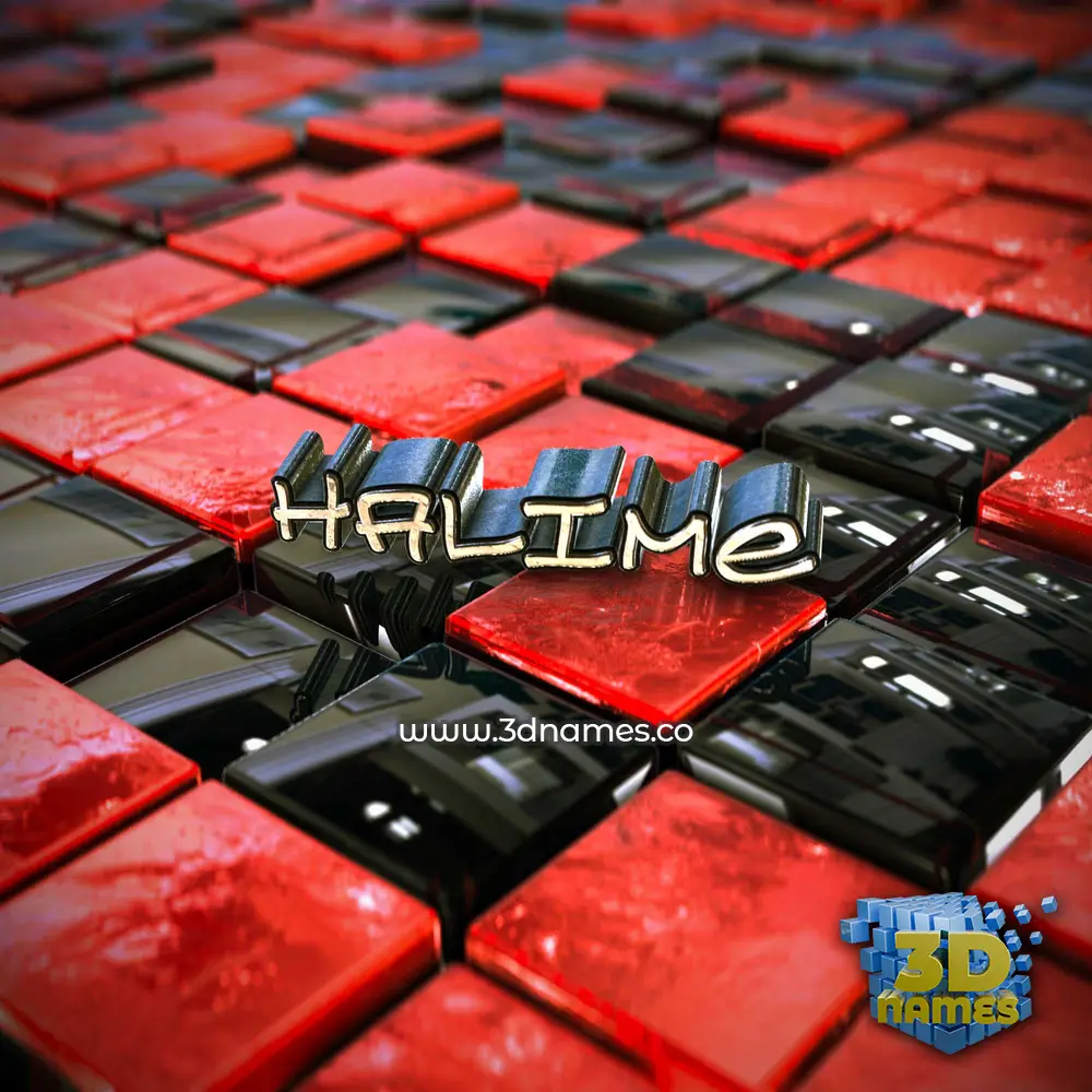 halime in Red Checkered style - 3D name wallpaper