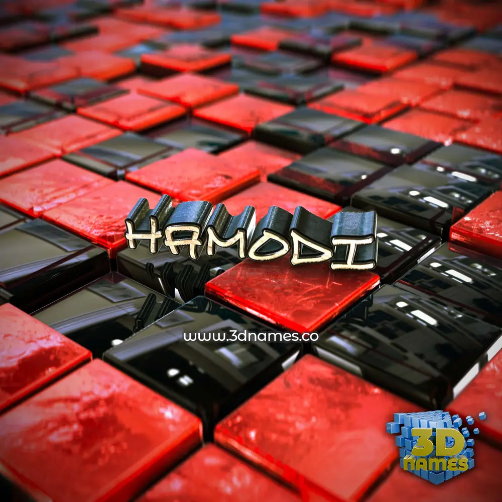 hamodi in Red Checkered style - 3D name wallpaper
