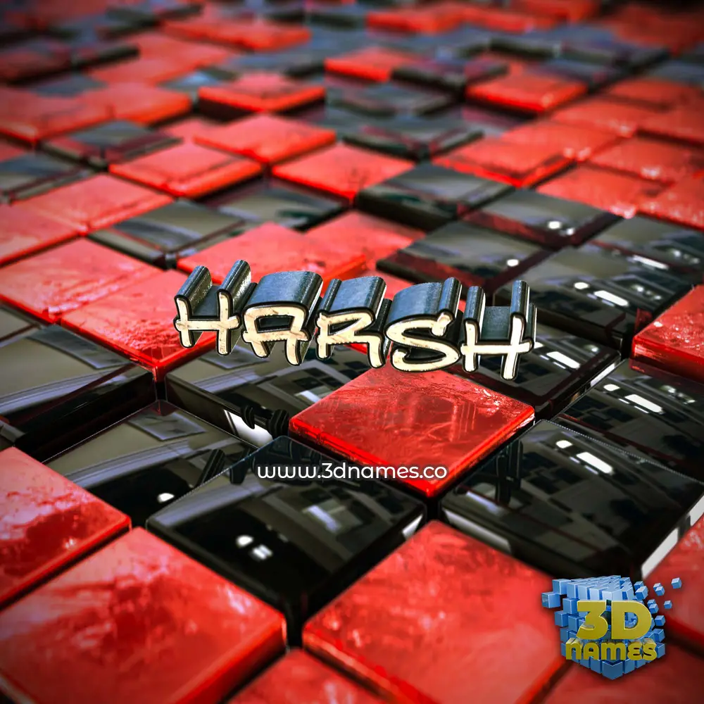 harsh in Red Checkered style - 3D name wallpaper