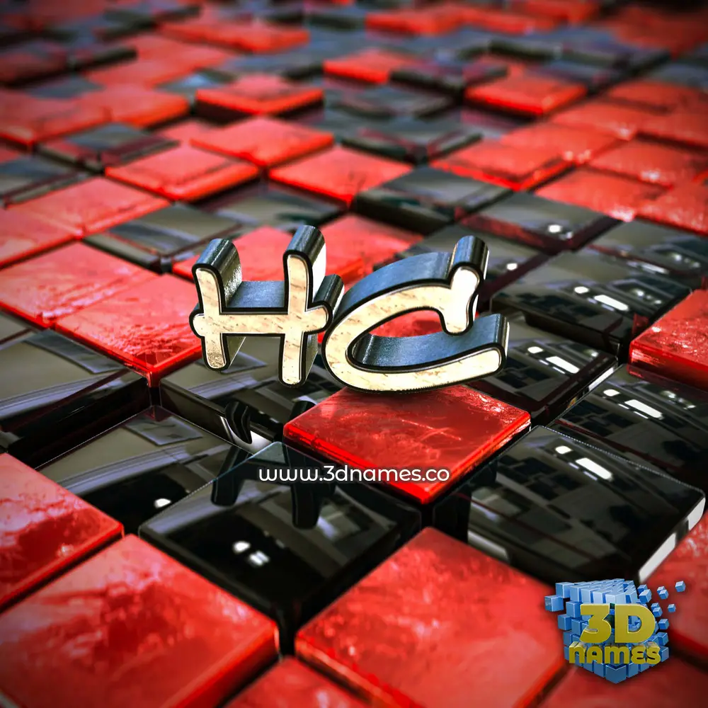 hc in Red Checkered style - 3D name wallpaper