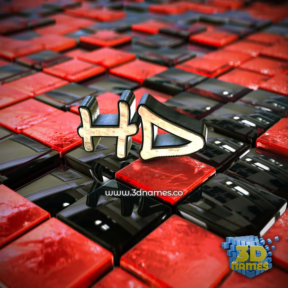hd in Red Checkered style - 3D name wallpaper