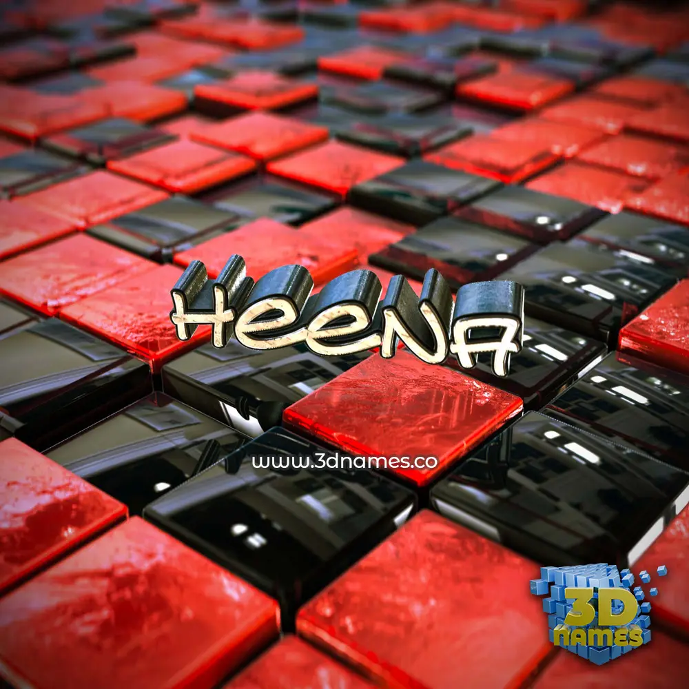 heena in Red Checkered style - 3D name wallpaper