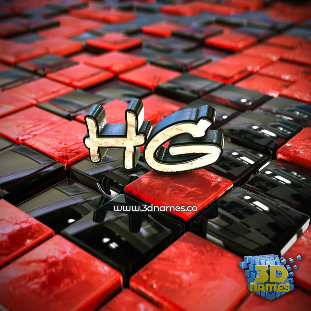 hg in Red Checkered style - 3D name wallpaper