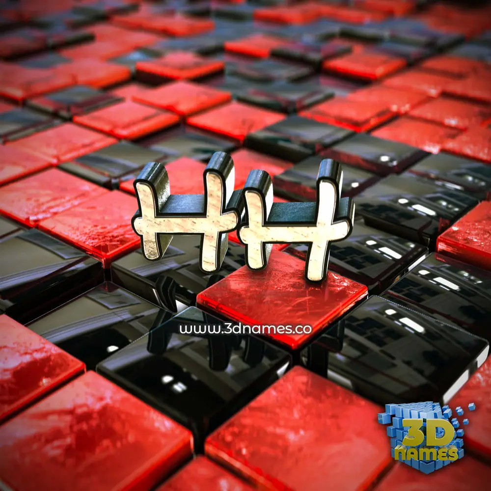 hh in Red Checkered style - 3D name wallpaper