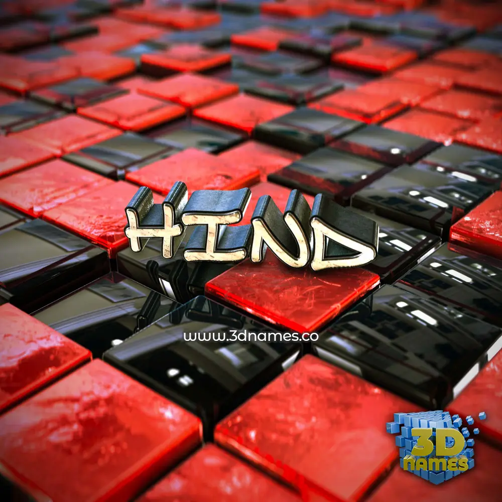 hind in Red Checkered style - 3D name wallpaper