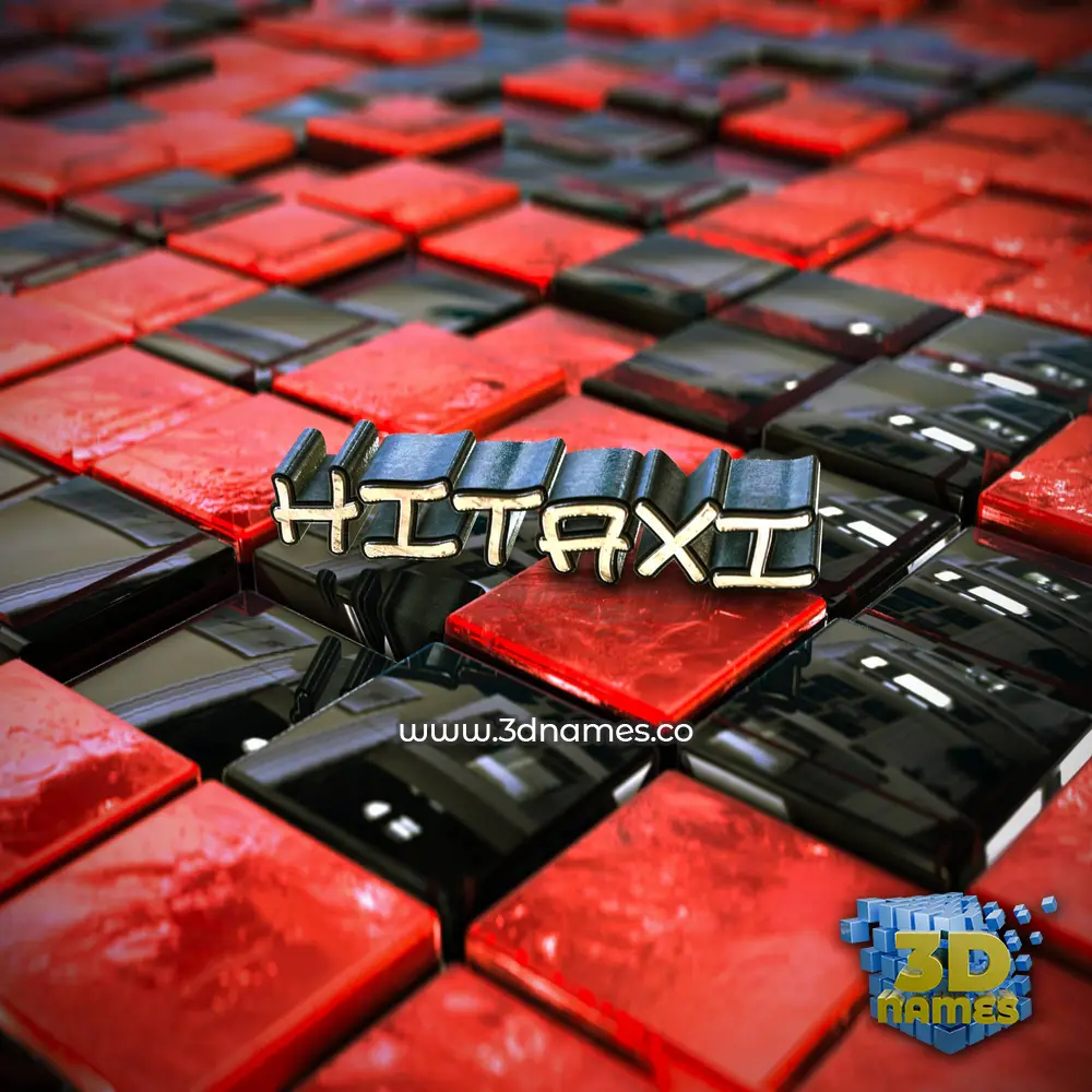 hitaxi in Red Checkered style - 3D name wallpaper
