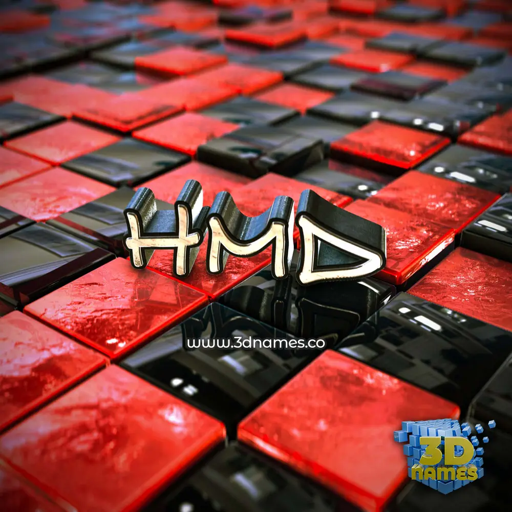 hmd in Red Checkered style - 3D name wallpaper