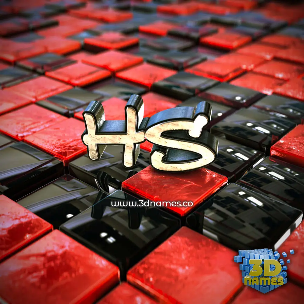 hs in Red Checkered style - 3D name wallpaper