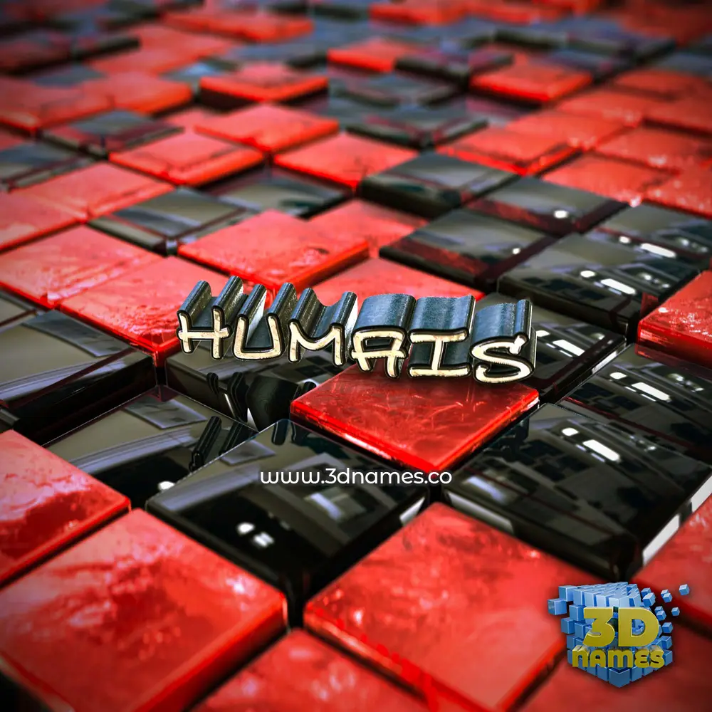 humais in Red Checkered style - 3D name wallpaper