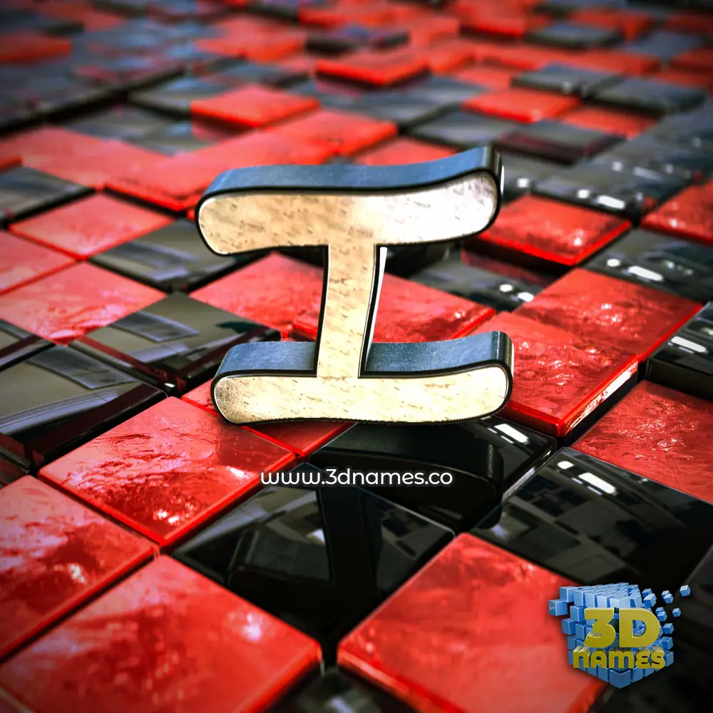 i in Red Checkered style - 3D name wallpaper