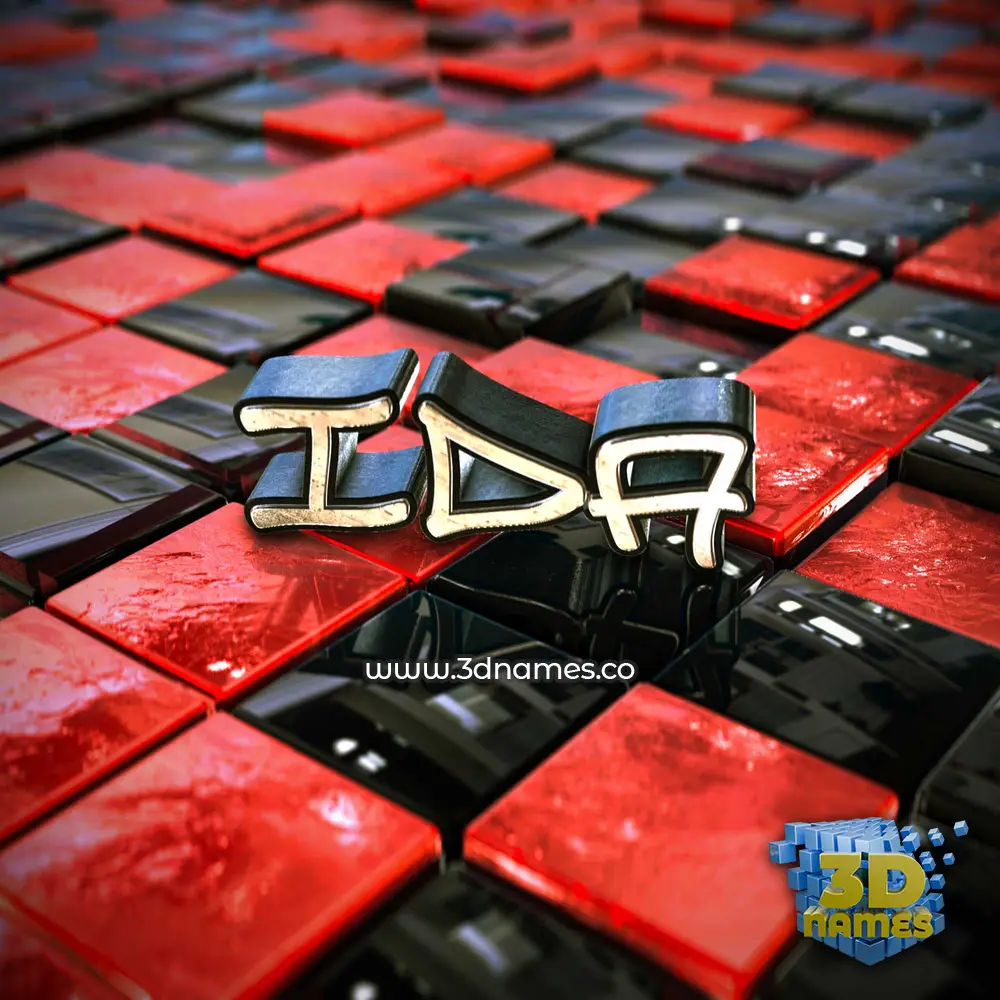 ida in Red Checkered style - 3D name wallpaper