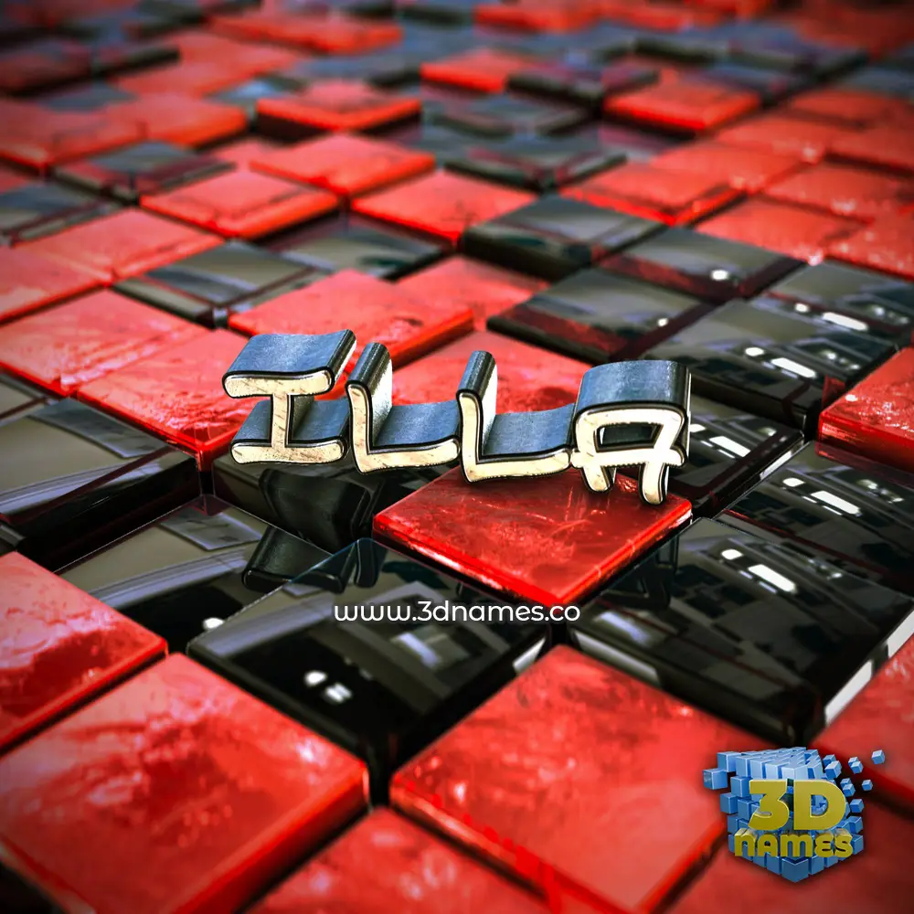 illa in Red Checkered style - 3D name wallpaper