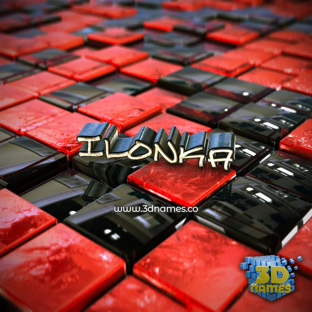 ilonka in Red Checkered style - 3D name wallpaper