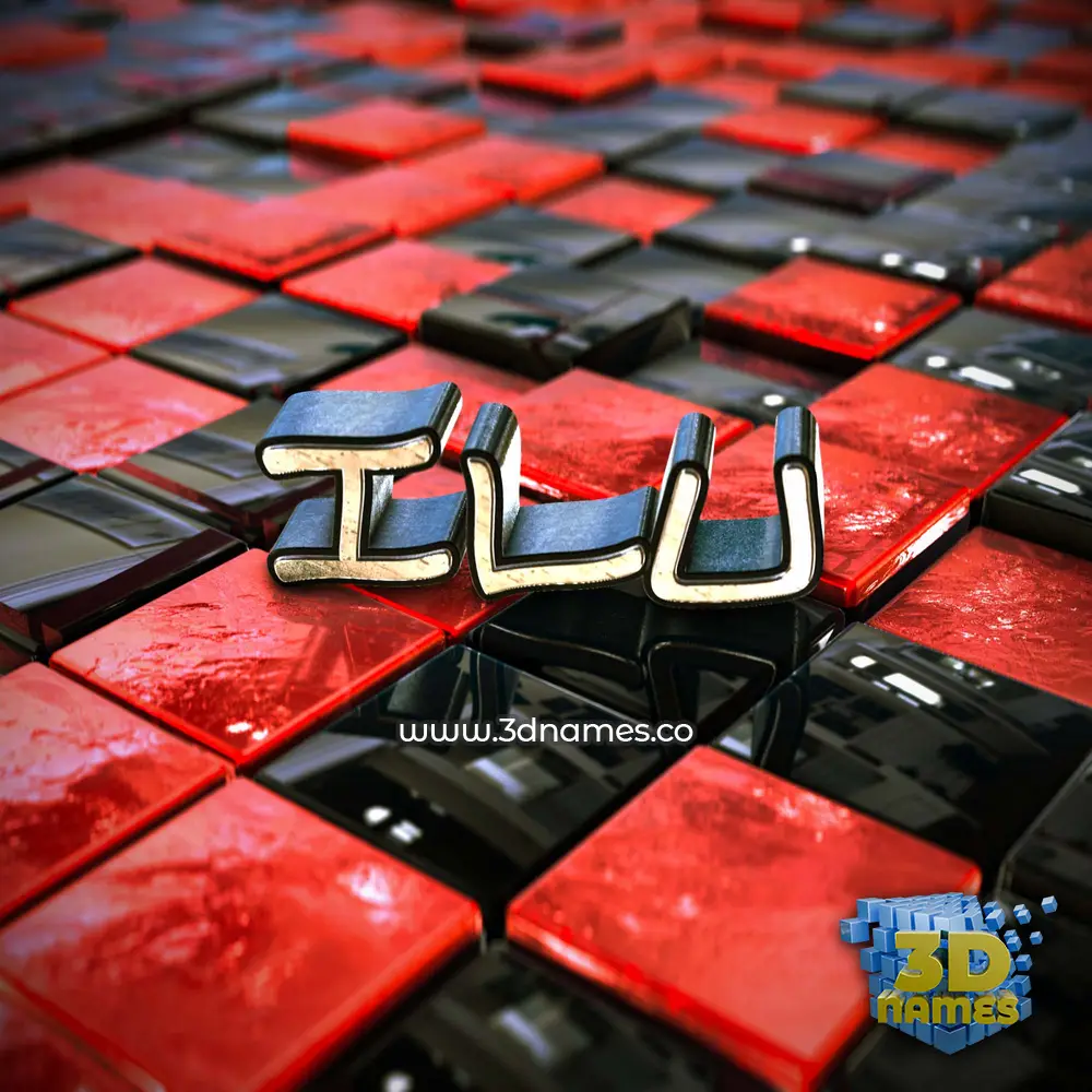 ilu in Red Checkered style - 3D name wallpaper