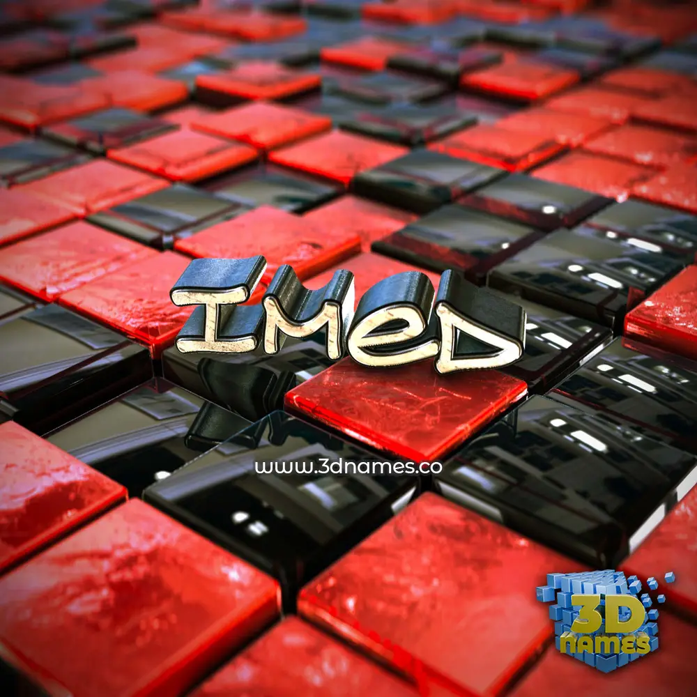 imed in Red Checkered style - 3D name wallpaper