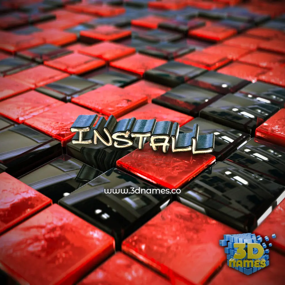 install in Red Checkered style - 3D name wallpaper