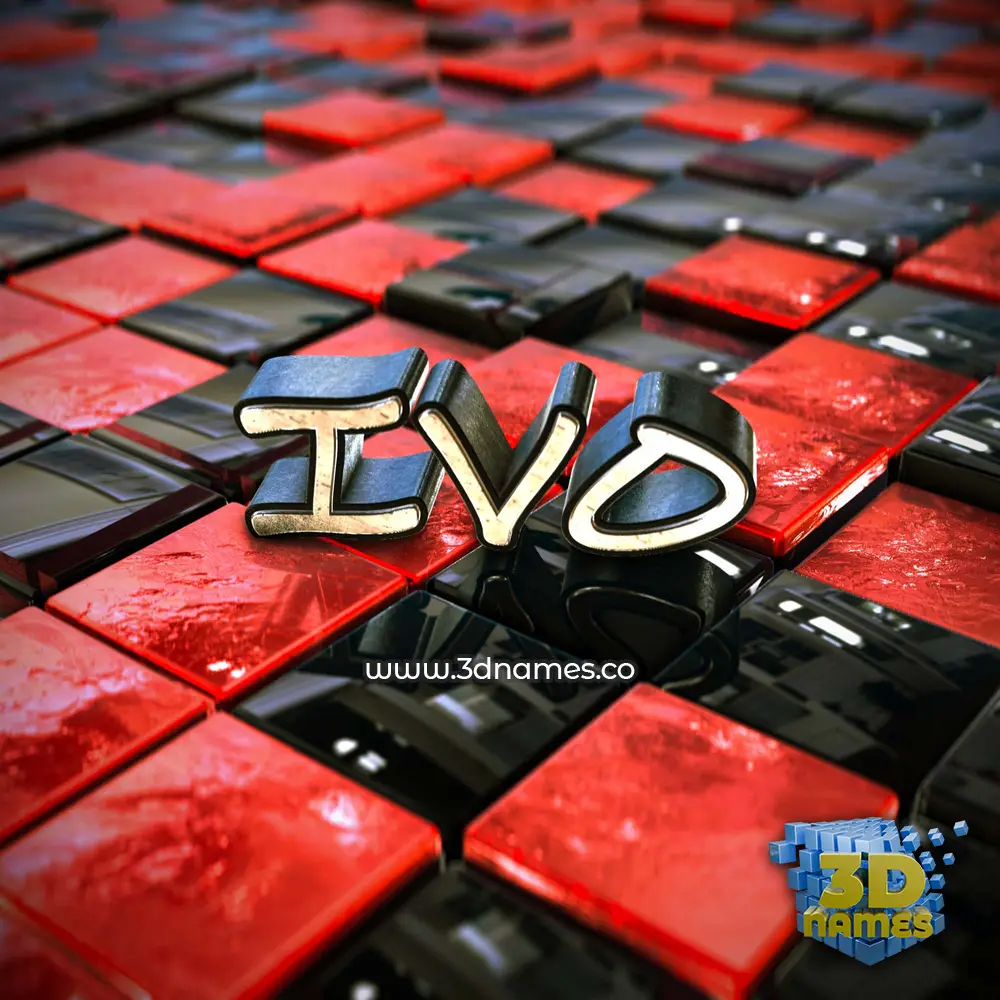 ivo in Red Checkered style - 3D name wallpaper