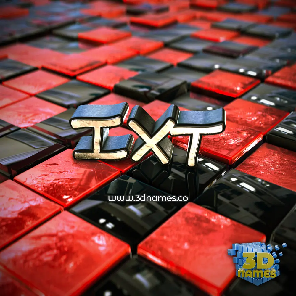 ixt in Red Checkered style - 3D name wallpaper