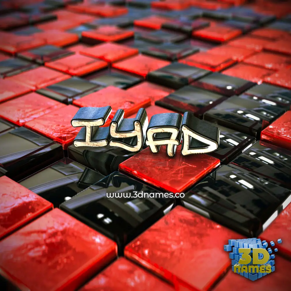 iyad in Red Checkered style - 3D name wallpaper