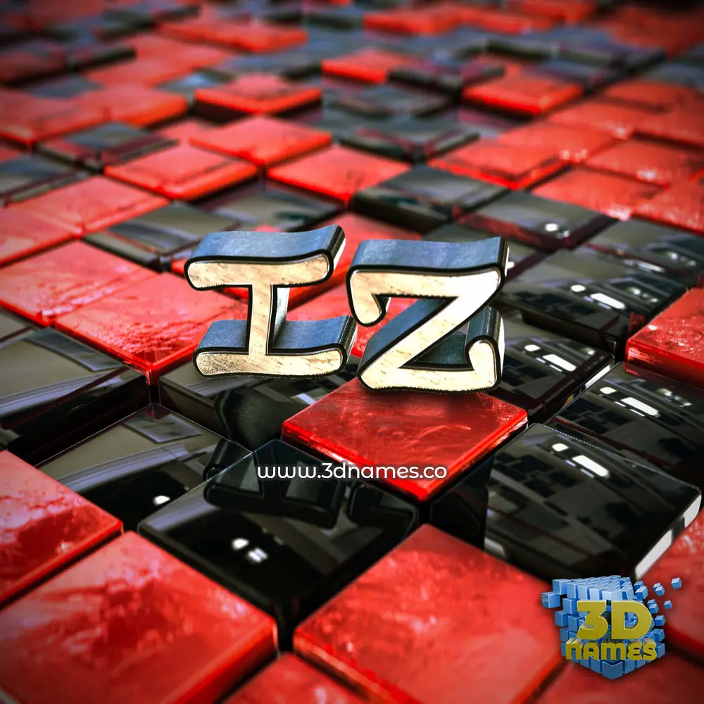 iz in Red Checkered style - 3D name wallpaper