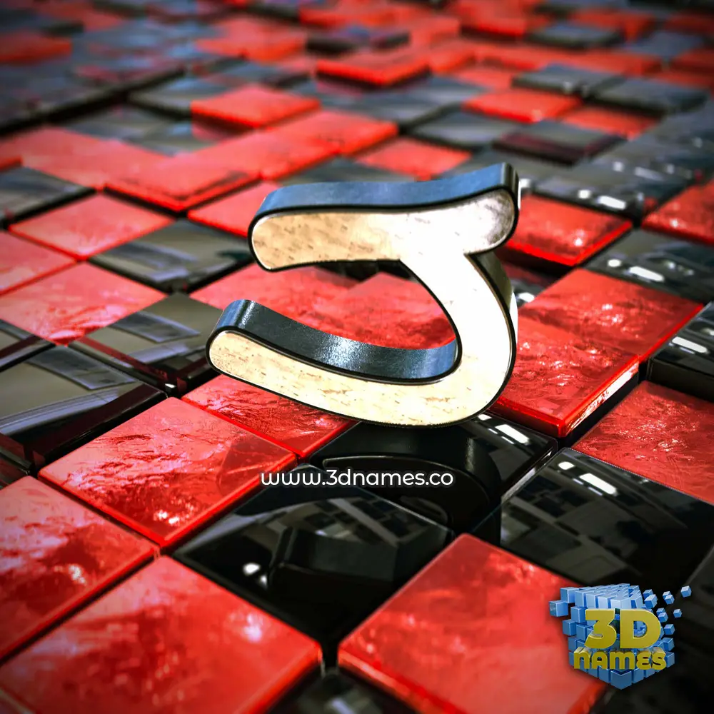 j in Red Checkered style - 3D name wallpaper